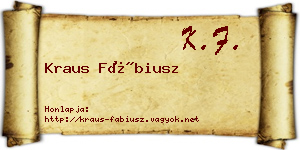 Kraus Fábiusz névjegykártya